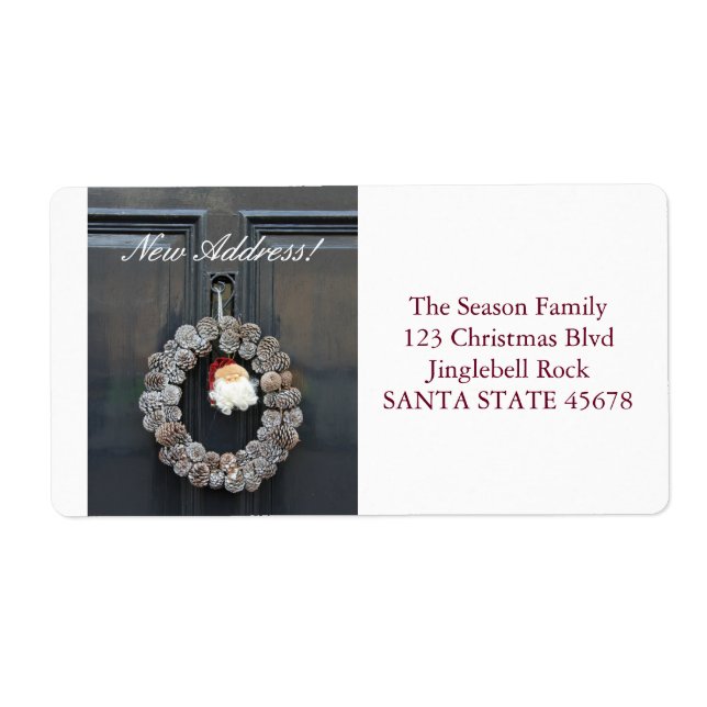 Etiqueta De nuestra nueva dirección Navidades Wreath (Frente)