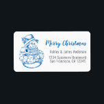 Etiqueta de nueva dirección Vintage Merry Christma<br><div class="desc">Merry Christmas Return address label con una imagen vintage de snowman navideño y el texto Feliz Navidad en caligrafía de escritura manuscrita de moda, simplemente agregue tu apellido y dirección en una tipografía moderna y elegante fuera de negro. Invitación de mudanza de vacaciones festivas para su cambio de dirección. Diseñado...</div>