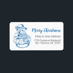 Etiqueta de nueva dirección Vintage Merry Christma<br><div class="desc">Merry Christmas Return address label con una imagen vintage de snowman navideño y el texto Feliz Navidad en caligrafía de escritura manuscrita de moda, simplemente agregue tu apellido y dirección en una tipografía moderna y elegante fuera de negro. Invitación de mudanza de vacaciones festivas para su cambio de dirección. Diseñado...</div>