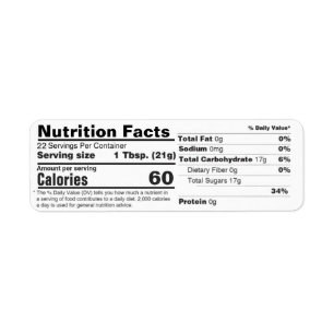 Etiqueta de nutrición de dirección de retorno hori