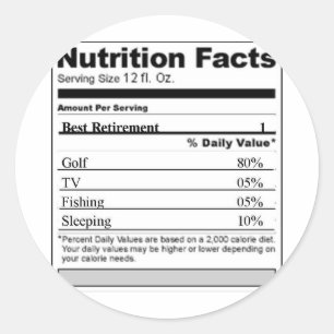 Etiqueta de nutrición divertida de jubilación