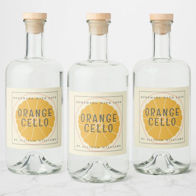 Etiqueta de Orangecello casera personalizado (Botellas)