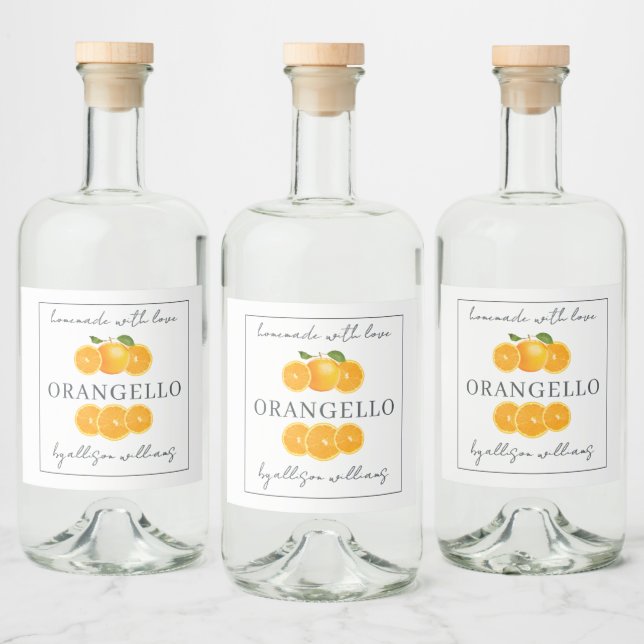 Etiqueta de Orangecello casera personalizado (Botellas)