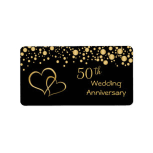 Etiqueta de oro del aniversario de boda de los