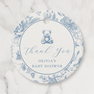 Etiqueta de oso de tela azul Teddy