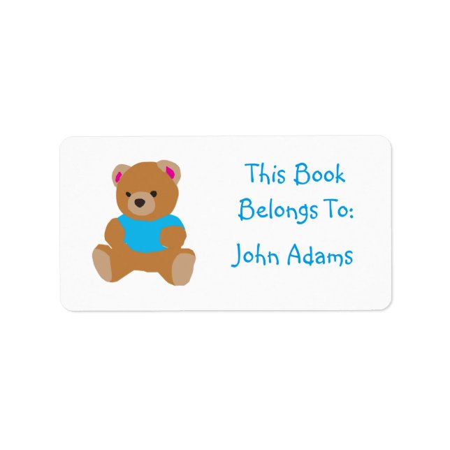 Etiqueta De Oso personalizado (El Libro Pertenece  (Frente)