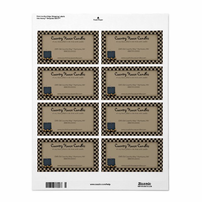 Etiqueta de país Rústica Primitive Candle Checks (Hoja Entera)