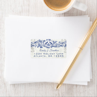 Etiqueta de pájaros de amor vintage azul marino co