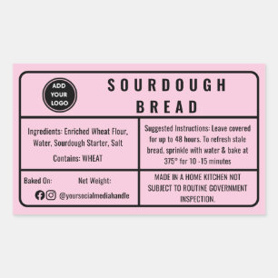 Etiqueta de Pan de Masa Madre de Panadería Pink Co