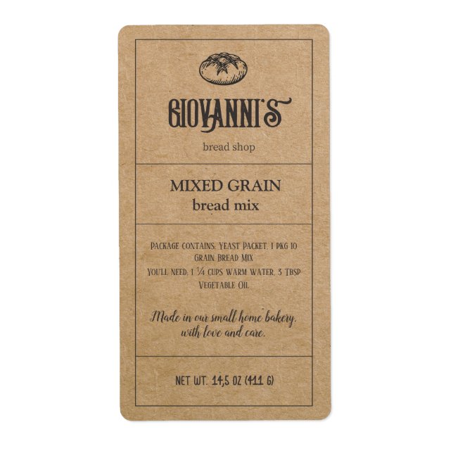 Etiqueta de pan Panadería de papel Kraft marrón (Frente)