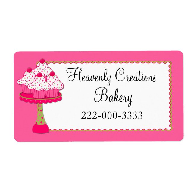 Etiqueta de panadería de pastelitos rosados Person (Frente)