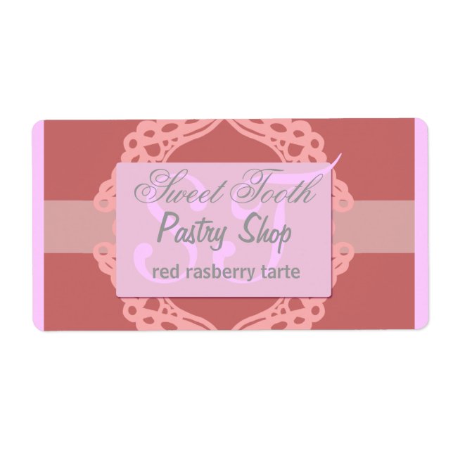 Etiqueta de panadería encaje rosa y plateado (Frente)