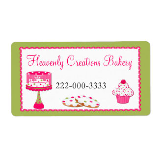 Etiqueta de panadería rosa y verde personalizado