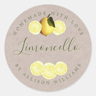 Etiqueta de papel casero Limoncello Kraft para per