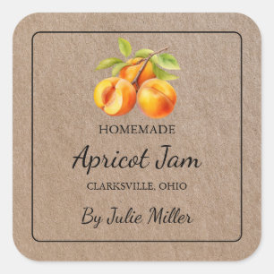 Etiqueta de papel de Kraft para Apricot Jam Square