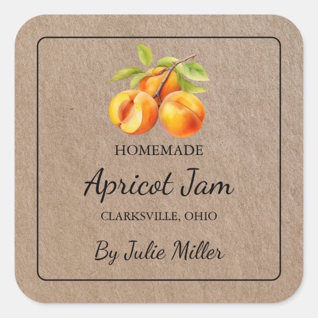 Etiqueta de papel de Kraft para Apricot Jam Square (Anverso)