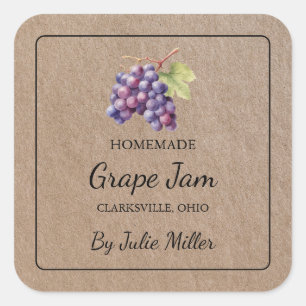 Etiqueta de papel de Kraft Square de jamón de uva 