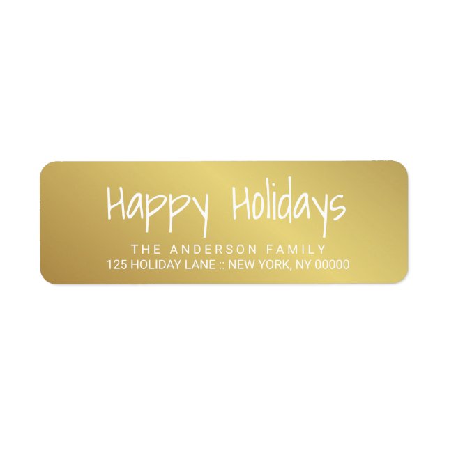 Etiqueta de papel impreso a mano de Happy Holidays (Frente)