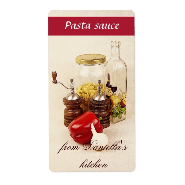 Etiqueta de pasta, sal, pimienta y ajo (Frente)