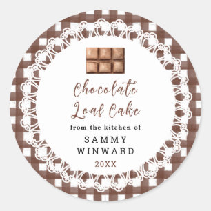 Etiqueta de pastel de chocolate casero