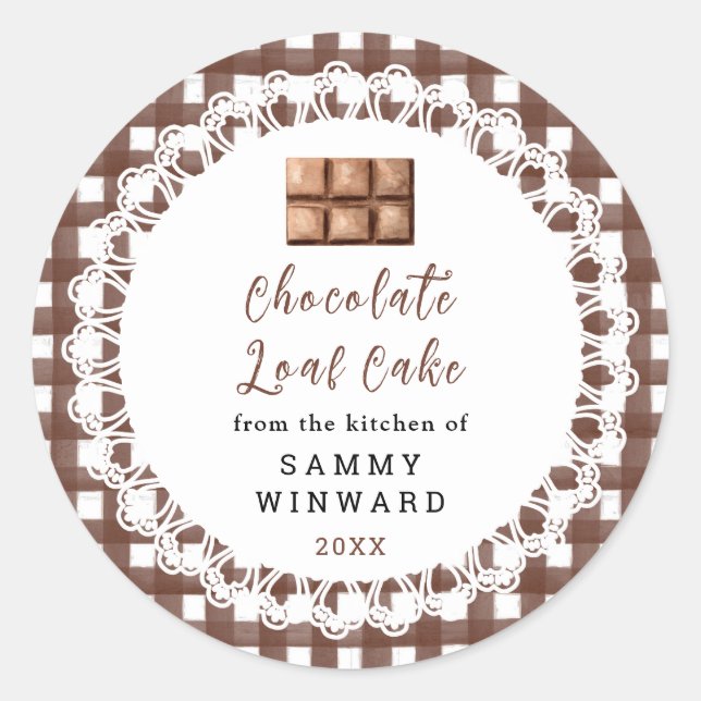 Etiqueta de pastel de chocolate casero (Anverso)