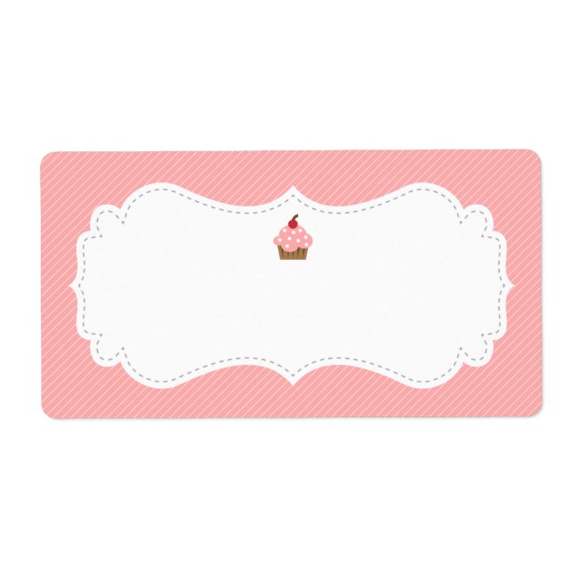 Etiqueta de pastel rosa dulce y elegante (Frente)