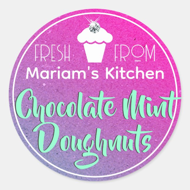 Etiqueta de pastelería de rosado violeta con paste (Anverso)