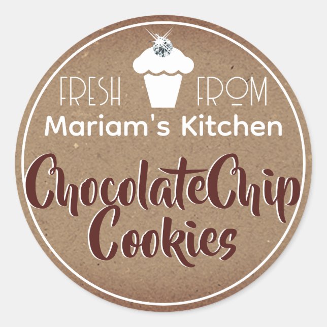 Etiqueta de pastelería de tarta de papel de Kraft  (Anverso)