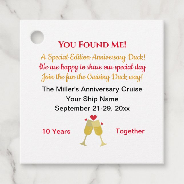 Etiqueta de pato cruzada de aniversario (Anverso)