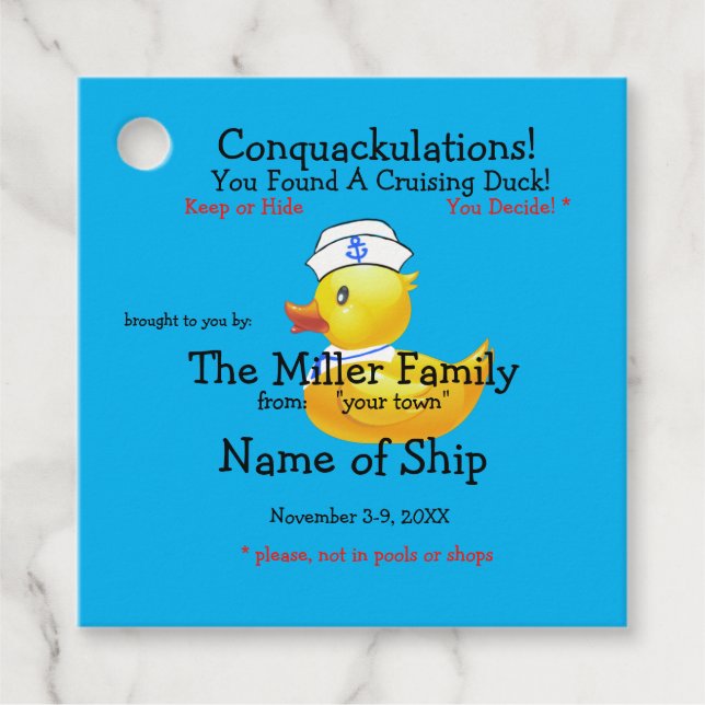 Etiqueta de pato de crucero (Anverso)