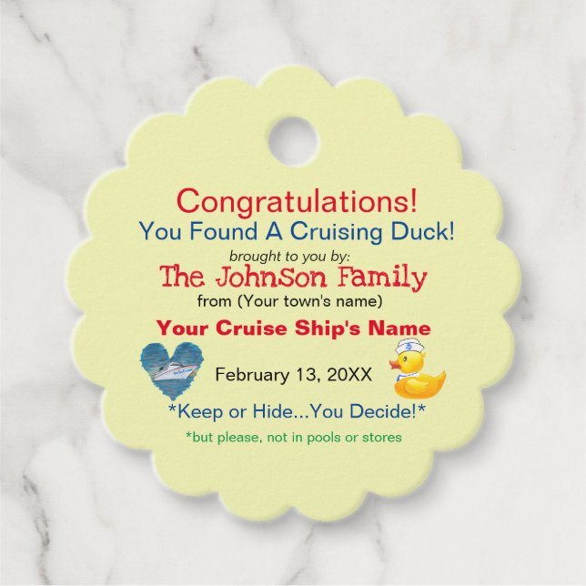 Etiqueta de pato de crucero (Anverso)