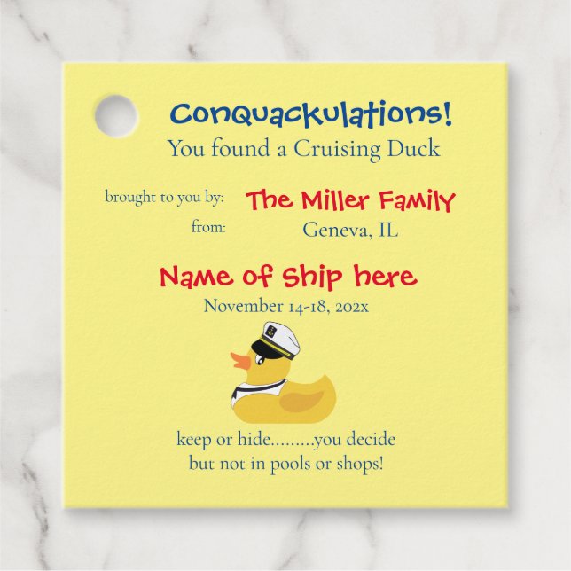 Etiqueta de pato de crucero (Anverso)