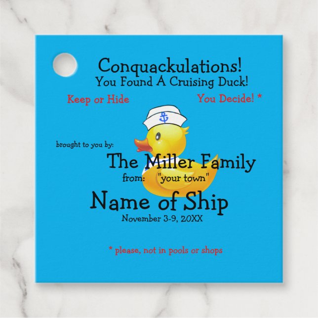 Etiqueta de pato de crucero (Anverso)