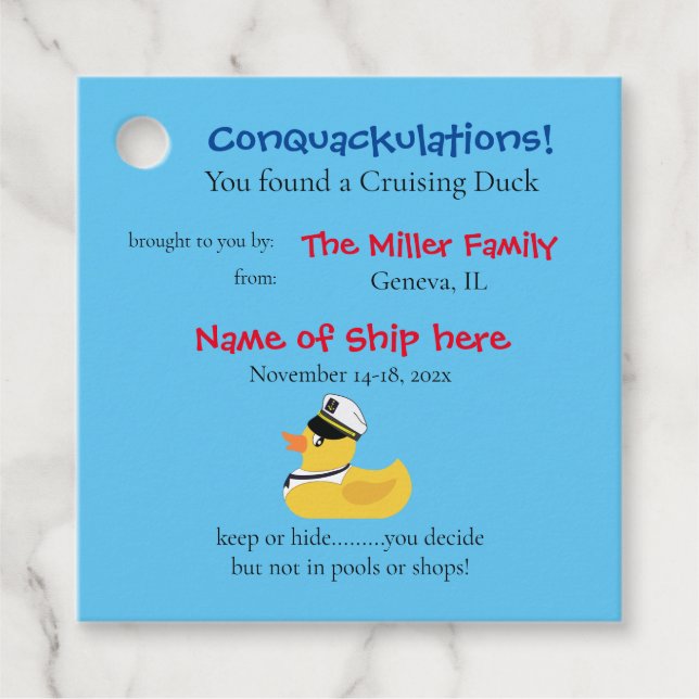 Etiqueta de pato de crucero (Anverso)