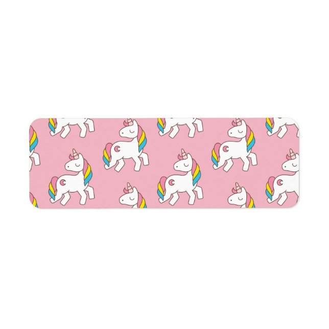 Etiqueta de patrón de unicornio rosa pastel (Frente)