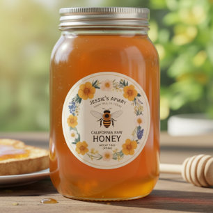 Etiqueta de Pegatina Abeja Ajena - Floral de crema