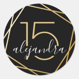 Etiqueta de Pegatina Black Gold Geométrica Qunice 