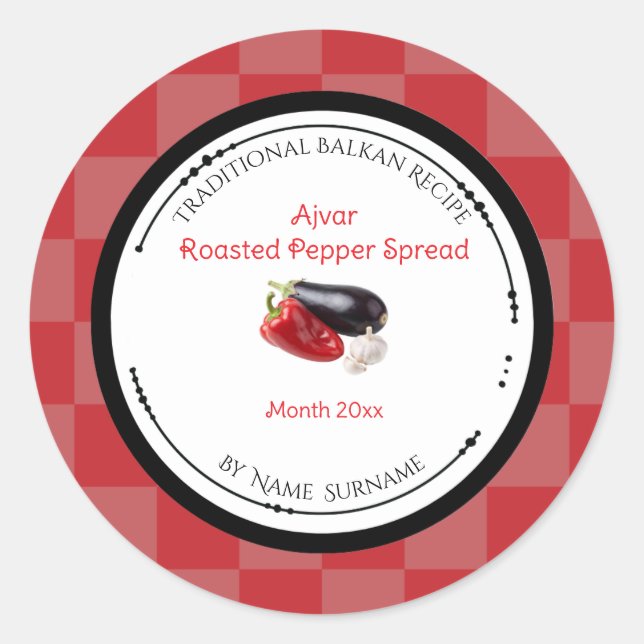 Etiqueta de Pegatina de Ajvar Tradicional Balcánic (Anverso)