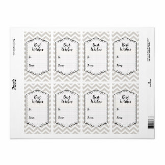 Etiqueta de pegatina de boda Chevron gris plateado