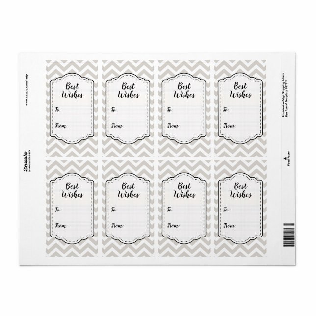 Etiqueta de pegatina de boda Chevron gris plateado (Hoja Entera)