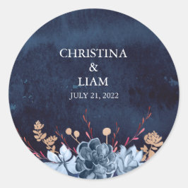 Etiqueta de Pegatina de Boda floral de cartón mari