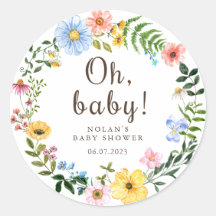 Etiqueta de Pegatina de Boho Wildflower Baby Showe