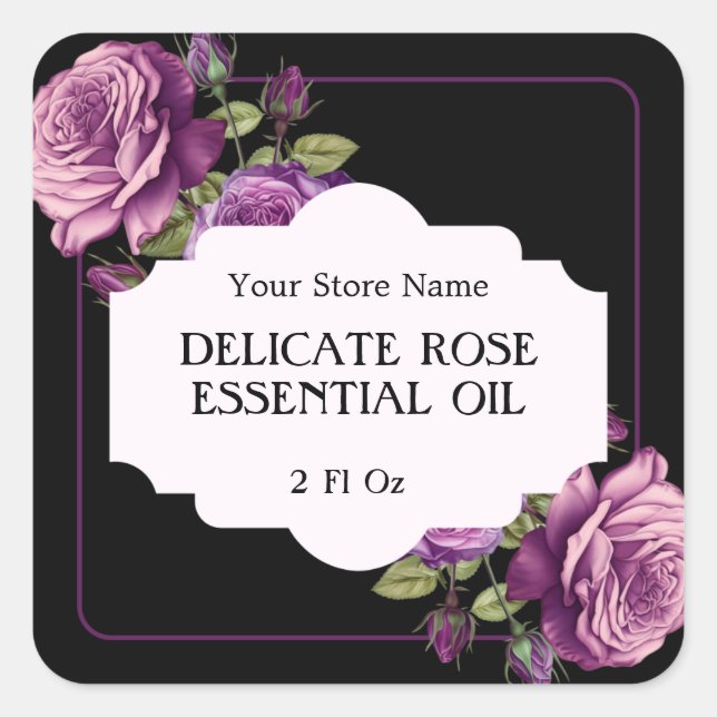 Etiqueta de Pegatina de brujería de Rosa púrpura (Anverso)