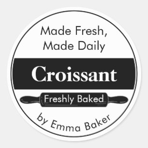 Etiqueta de pegatina de croissant de panadería neg