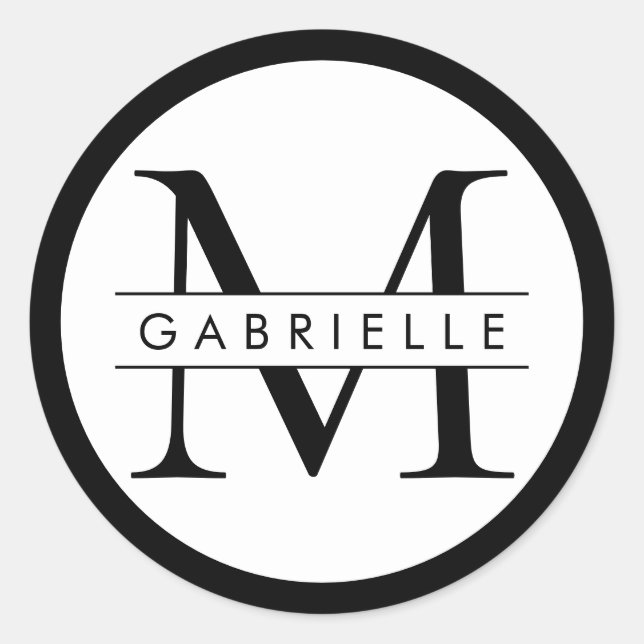 Etiqueta de Pegatina de favoritos de monograma neg (Anverso)