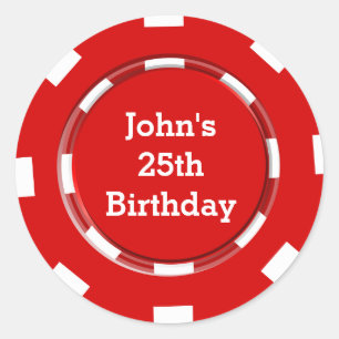 Etiqueta de pegatina de fiesta de casino de ficha 