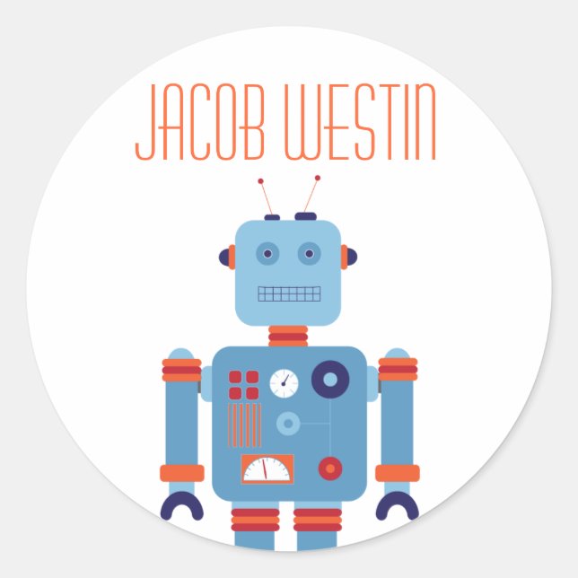 Etiqueta de Pegatina de Fiesta robot (Anverso)