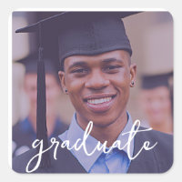 Etiqueta de Pegatina de fotografía de graduado par
