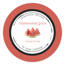 Etiqueta de Pegatina de Jugo de Sandía Orgánico Ca