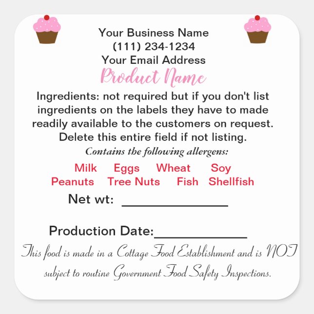 Etiqueta de Pegatina de la ley de alimentos para u (Anverso)